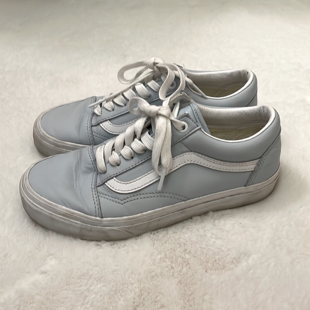 Vans Light Blue Leather Old Skool Sneakers